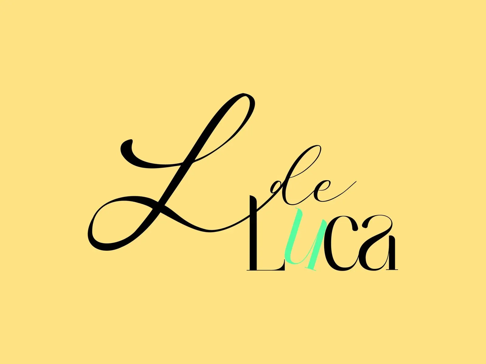 Logotipo de L de Luca sobre fondo amarillo